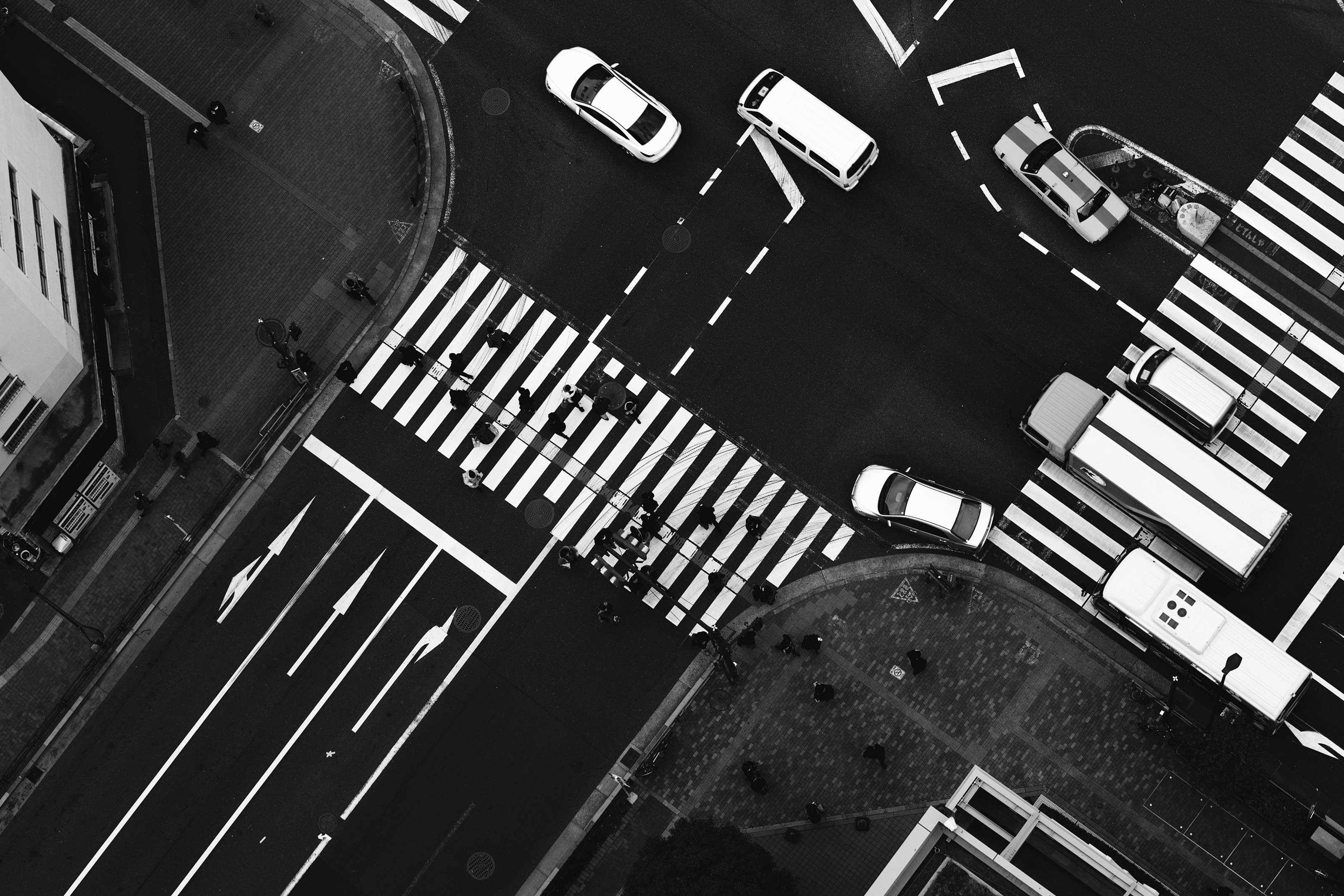 Aerial photo of a city intersection